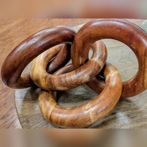Teakwood Art Decor Set Of 4 Interlocking Circles Rings